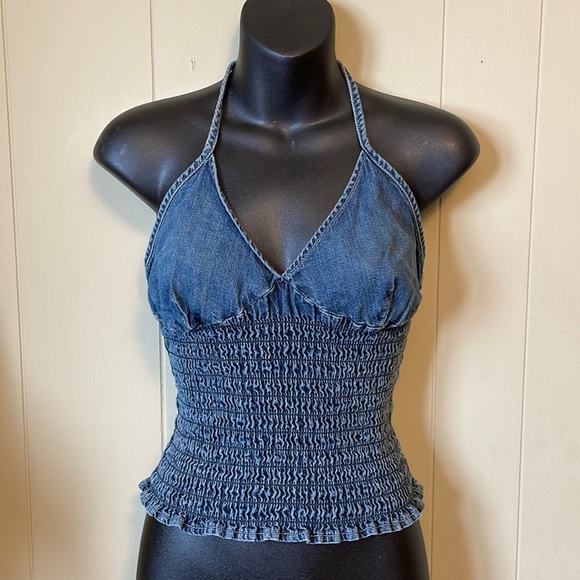 Guess Tops - VTG 90s Y2K Guess Denim Halter Top Sz L